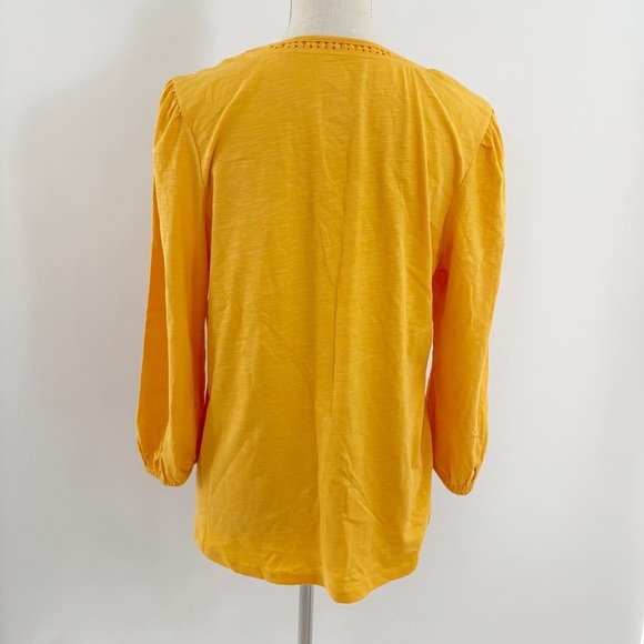 St. John's Bay Yellow 3/4 Sleeve Relaxed Blouse NEW - Picture 2 of 7